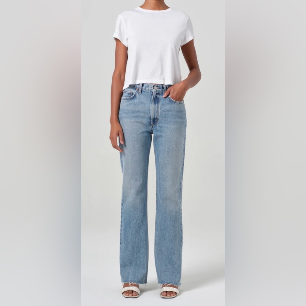 NWT Agolde Leena Mid Rise Baby Flare Jean Stage Wash 29
